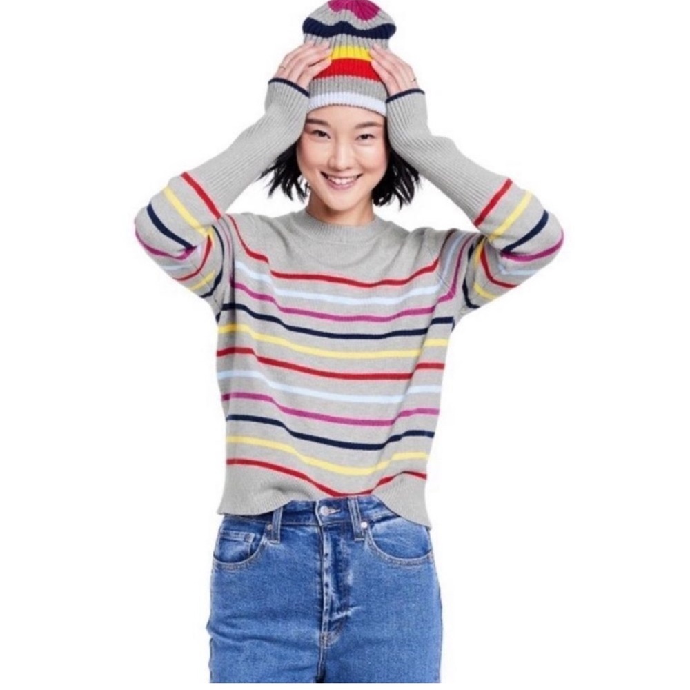 La Linge x Target Women's‎ Gray Rainbow Stripped Cozy Crewneck Sweater Size XXS